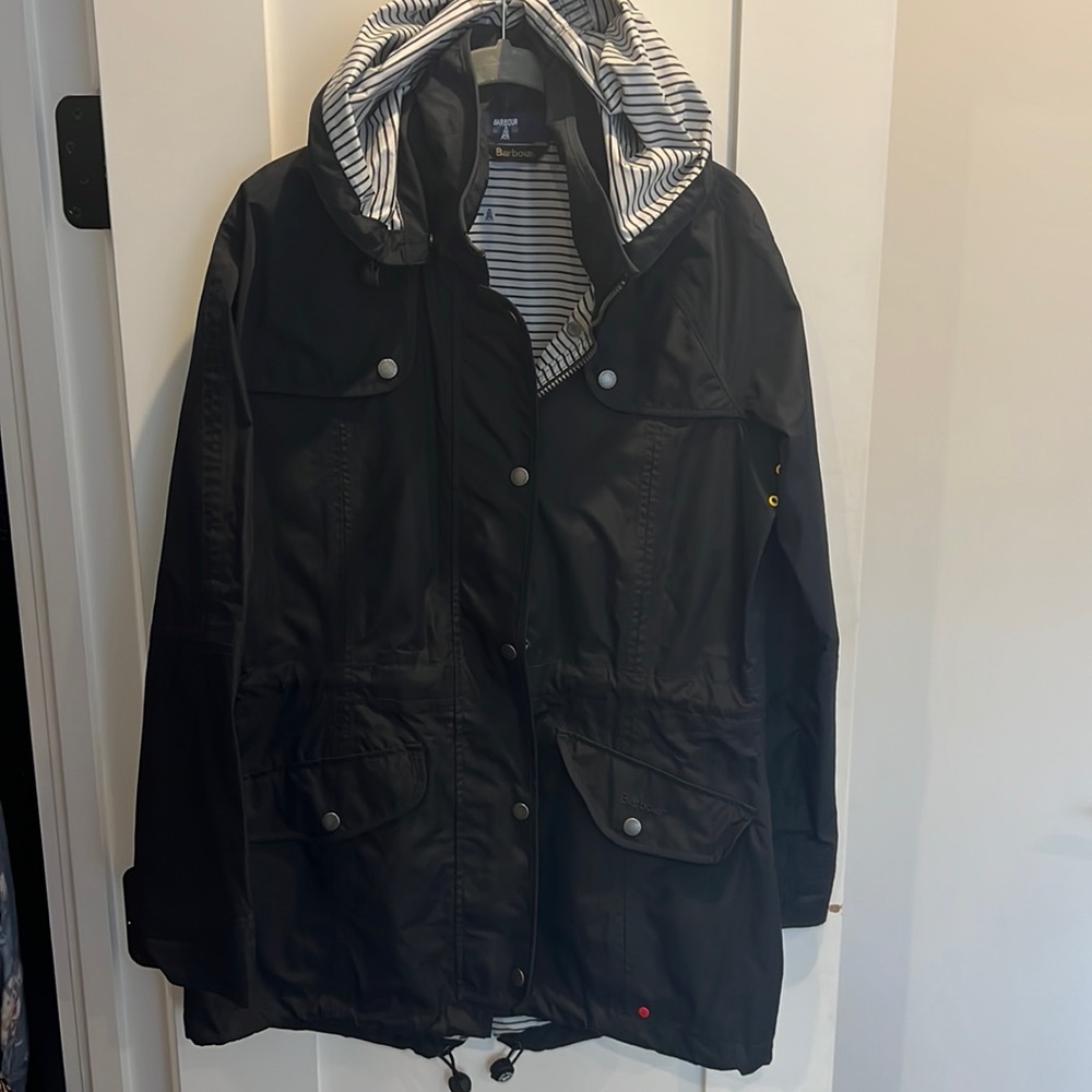 Barbour rain jacket navy size 6